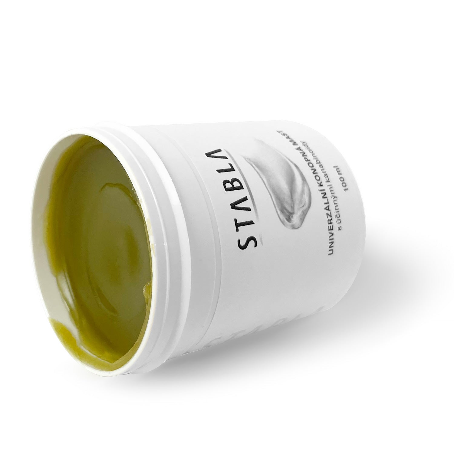 Otevřený kelímek univerzální konopné masti STABLA s CBD a CBG, 100 ml